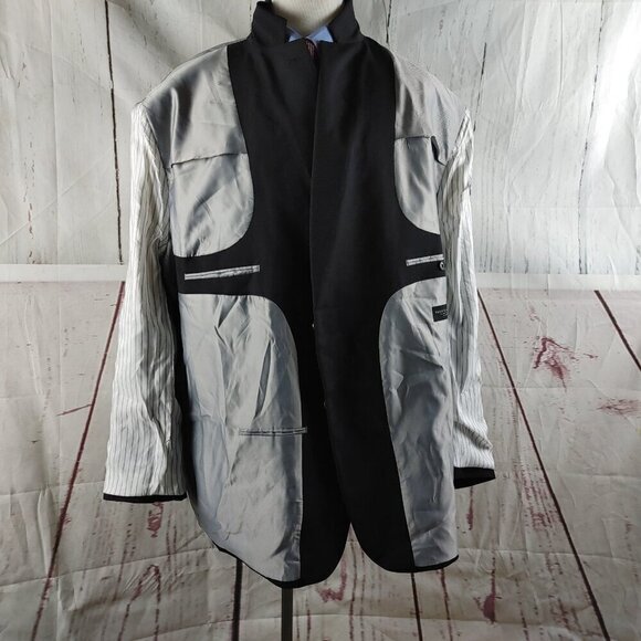 Pronto Uomo B&T 58L Wool Blend 2 Button Black Suit Jacket - Picture 9 of 14